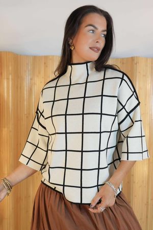 Robanne soft Stretch Party Knit Grid Ecru /2=